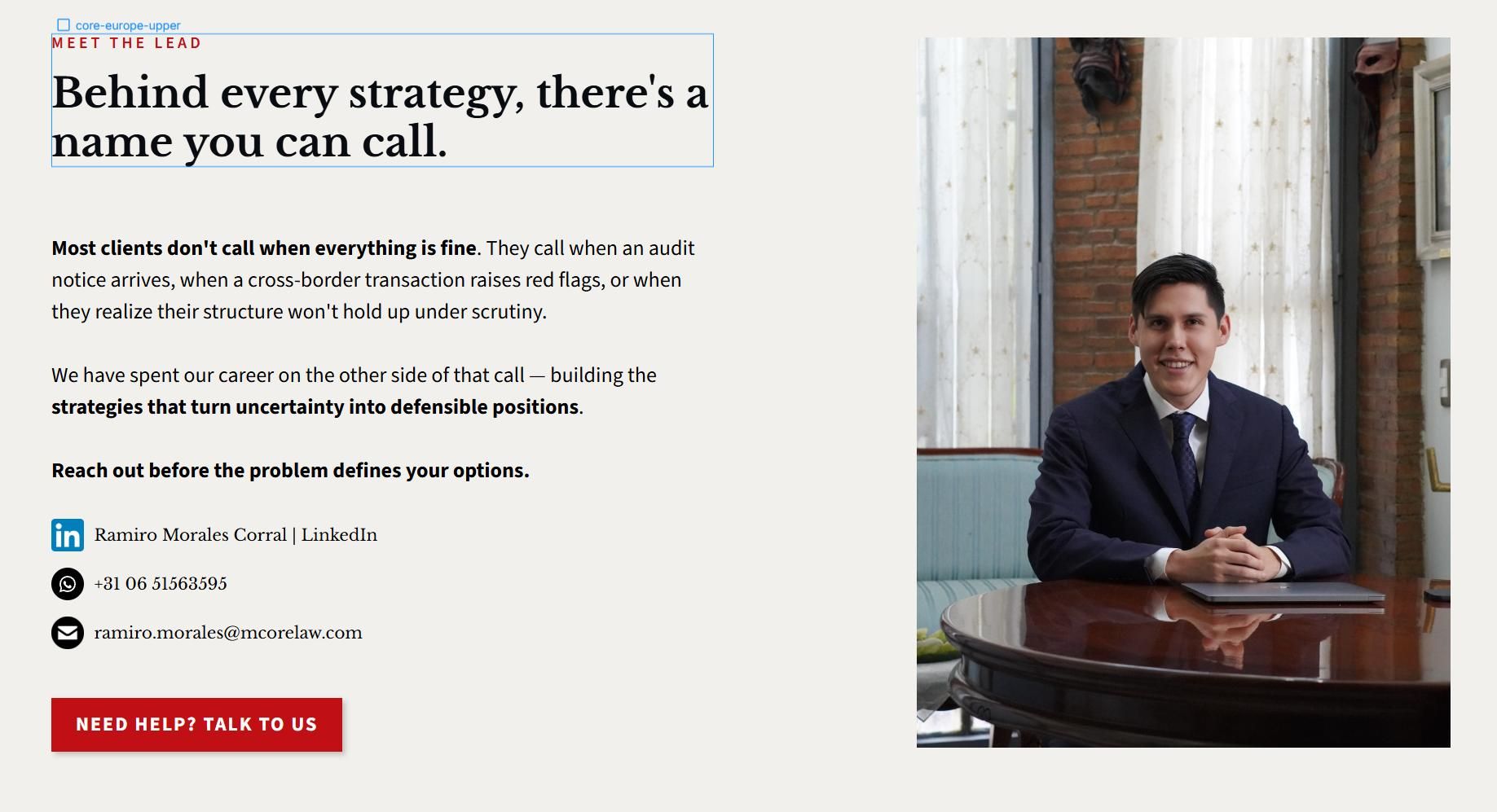 MCore Law - Homepage redesign