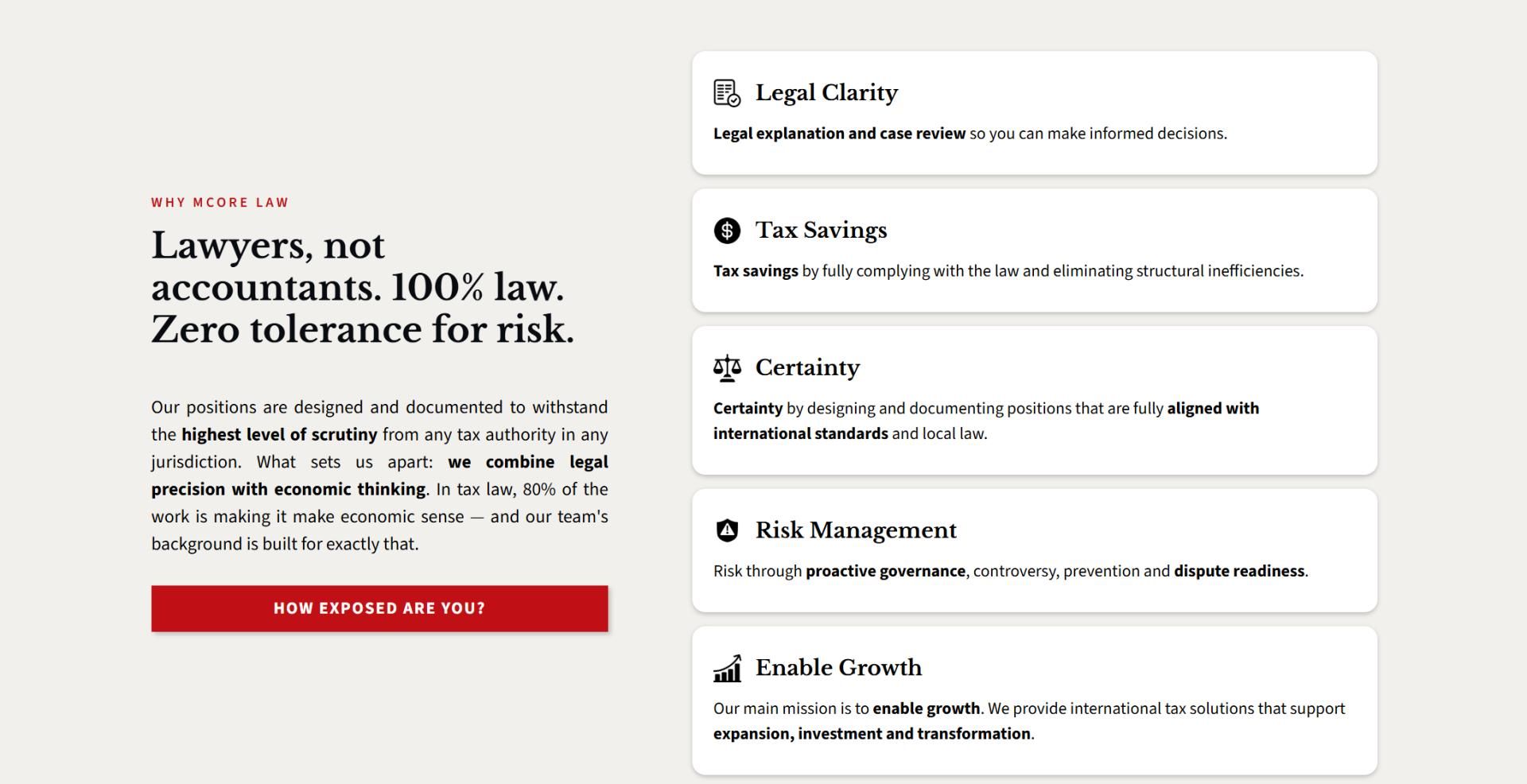 MCore Law - Homepage redesign